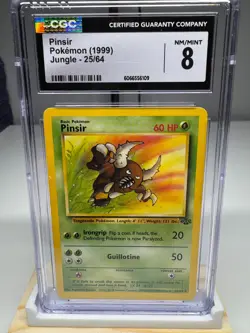 CGC 8 Pinsir 25/64 – 1999 Jungle Set Unlimited Rare WotC Vintage Pokemon Card - Image 1