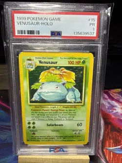 PSA 1 Venusaur Holo 1999 Pokemon Game Base Set 15/102 Pokemon Card - Image 1