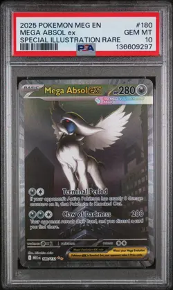 2025 Pokemon Mega Evolution Base 180/132 SIR Full Art Mega Absol ex PSA 10 Gem - Image 1