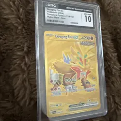 CGC 10 Pokemon Gouging Fire ex 214/162 Temporal Forces Gold Hyper Rare Holo - Image 3