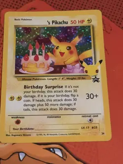 Pokemon Celebrations Birthday Pikachu BLACK STAR PROMO 25 NM - Image 1