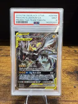 2019 POKEMON SM BLACK STAR PROMO #SM168 FULL ART/PIKACHU & ZEKROM GX PSA 9 - Image 1