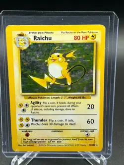 Pokemon Raichu Base Set Holo Rare 14/102 MP - Image 1