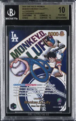 2025 DODGERS X ONE PIECE NIGHT #EB01010 MONKEY D. LUFFY BGS 10 - Image 1