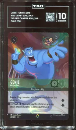 Disney Lorcana Genie On the Job Enchanted Graded Tag 10 Gem Mint #209 - Image 3