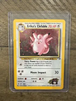 Pokemon TCG Erika's Clefable Gym Heroes Holo Rare Card 3/132 MP - Image 1