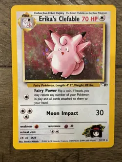 Pokemon TCG Erika's Clefable Gym Heroes Holo Rare Card 3/132 MP - Image 3