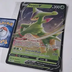 Oversized JUMBO Virizion V SWSH295 Black Star Promo pokemon Card English - Image 2