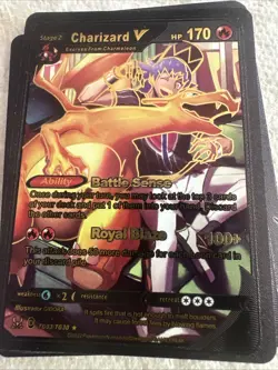 Charizard V Black foil 🔥Fan Art💥pokemon card RARE NM 170Hp - Image 1