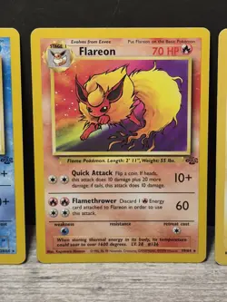 Pokemon TCG Eeveelution Trio – Flareon, Jolteon & Vaporeon Jungle NM - Image 3