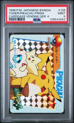 PSA 9 2026 CERT TOGEPI/PIKACHU PRISM 1998 POKEMON JPN BANDAI CARDDASS #126 - Image 1