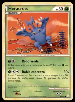 2010 Pokemon HeartGold & SoulSilver Heracross Spanish #43 Basic/Uncommon - Image 1