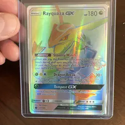 Rayquaza GX 177168 Rainbow Secret Rare Celestial Storm Pokemon TCG Card G2U - Image 1