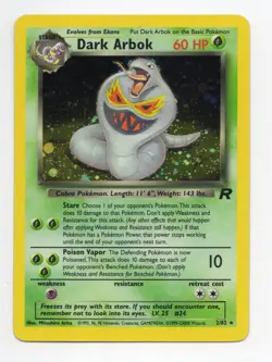 Pokemon Dark Arbok Holo Rare TCG Card 2/82 NM- - Image 1