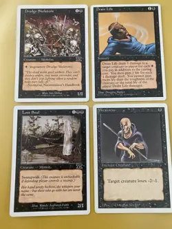Magic The Gathering lot, x4 Black Cards: Drudge Skeletons, Lost Soul, Drain Lif… - Image 1