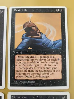 Magic The Gathering lot, x4 Black Cards: Drudge Skeletons, Lost Soul, Drain Lif… - Image 3