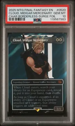 PSA Gem MT 10 - Cloud, Midgar Mercenary 0520 Magic x Final Fantasy Surge Foil FF - Image 1
