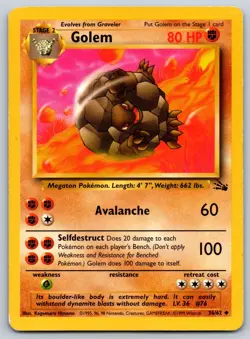Golem - Fossil Unlimited 36/62 Vintage WotC Pokemon Card LP - Image 1