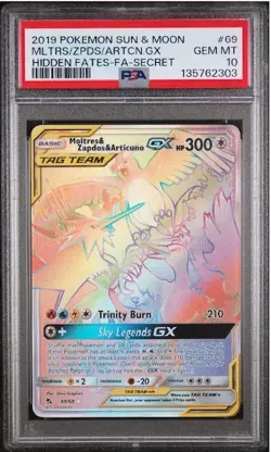 2019 POKEMON HIDDEN FATES MOLTRES ZAPDOS ARTICUNO 69/68 LEGENDARY BIRDS PSA 10 - Image 1