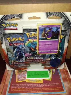 Pokemon 2017 Burning Shadows 3 Pack Blister Sealed Cosmog Cosmos Holo Promo SM42 - Image 1