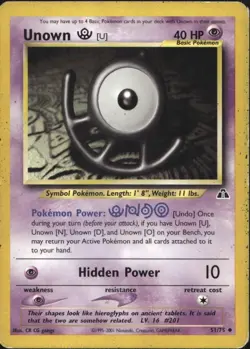 Unown U 51/75 Uncommon WOTC Neo Discovery Pokemon - Image 1
