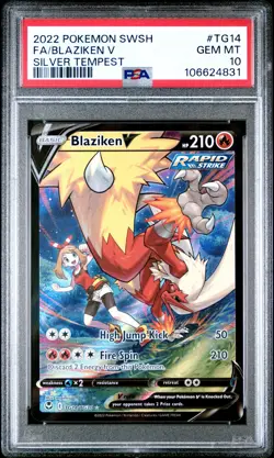 2022 POKEMON SWORD & SHIELD SILVER TEMPEST #TG14 FULL ART/BLAZIKEN V PSA 10 - Image 1