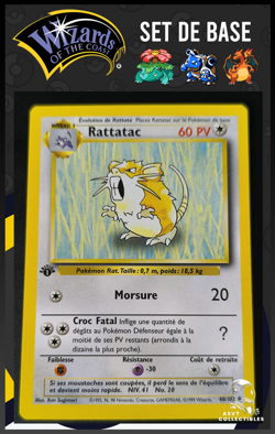 Rattatac 40/102 Edition 1 Ed 1 Set De Base Wizards Carte Pokemon FR - Image 1