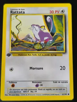 Rattata 61/102 Edition 1 Ed 1 Set De Base Wizards Carte Pokemon FR - Image 2