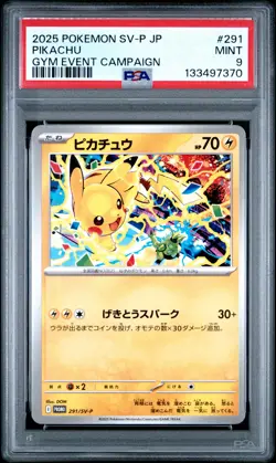 2025 POKEMON JPN SV-P PROMO GYM EVENT CAMPAIGN #291 PIKACHU PSA 9 - Image 1