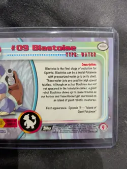 Pokemon TCG Blastoise #9 BLUE Logo 1999 Topps TV Holo Foil - Image 3