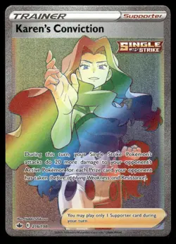 Pokemon Cards Karen's Conviction 216/198 Chilling Reign Rare Rainbow NM - Image 1