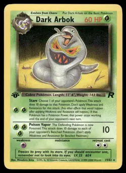 Pokemon Cards Dark Arbok 19/82 1ST EDITION Team Rocket WOTC Rare NM - Image 1