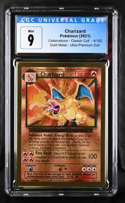 Charizard 4/102 Gold Metal Celebrations 2021 Pokemon CGC 9 - Image 1