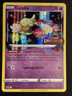 Comfey SWSH242 Black Star Promos Lost Origin Stamped Prerelease Holo Pokemon LP - Image 1