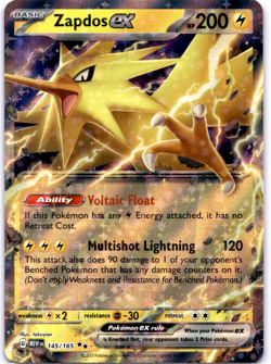 Pokemon TCG Zapdos ex 145/165 Scarlet & Violet 151 Holo Rare Near Mint - Image 1