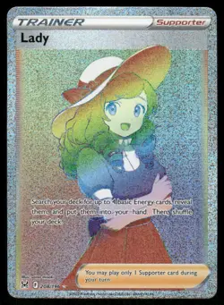 Pokemon Cards Lady 208/196 Lost Origin Rare Rainbow NM - Image 1