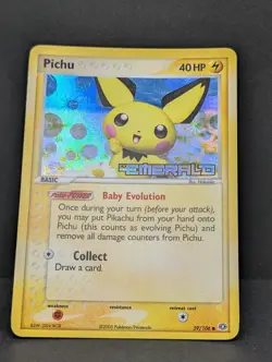 Pichu 59/106 EX Emerald Reverse Holo Rare Pokemon TCG Nintendo Pikachu LP - Image 3