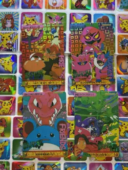 Pokemon Vintage Pocket Monsters Vending HOLO Prism (4x) Stickers 1998 Nintendo - Image 1