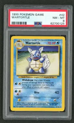 1999 POKEMON GAME BASE SET UNLIMITED 42 WARTORTLE PSA NEAR MINT-MINT 8 - Image 1