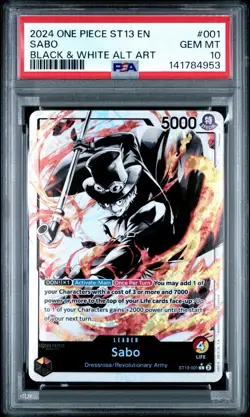 2024 ONE PIECE ST13-001 THE THREE BROTHERS BLACK & WHITE ALT ART SABO PSA 10 GEM - Image 1