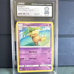 Pokemon Exeggutor Unified Minds Rare CGC Graded 2019 Card 74/236 English - Image 1