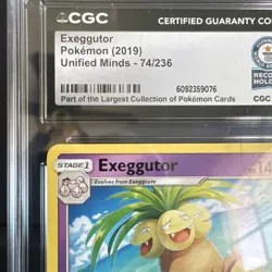 Pokemon Exeggutor Unified Minds Rare CGC Graded 2019 Card 74/236 English - Image 2