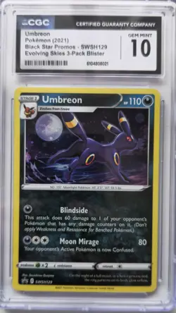 💥CGC 10 Umbreon SWSH129 Black Star Promo 3-Pack Blister Pokemon Card - Image 1