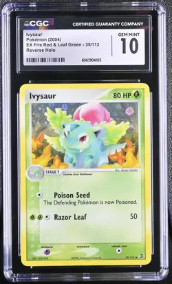 CGC 10 Ivysaur EX Fire Red & Leaf Green 35/112 Reverse Holo Pokemon Card - Image 1