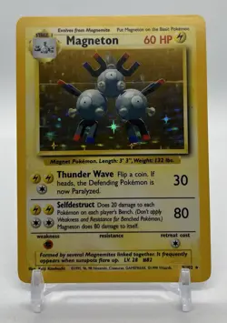 Pokemon TCG Magneton Base Set 9/102 Holo Rare Magnet Card Stock 1999 - Image 1