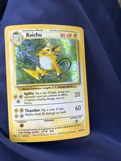 Pokemon TCG Raichu Base Set Holo Rare Card 14/102 Vintage, Near Mint Condition - Image 1