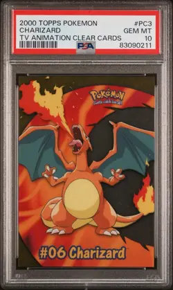 2000 Topps Pokemon Charizard TV Animation Clear Cards PSA 10 GEM Mint - Image 1