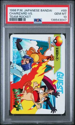 PSA 10 2025 CERT CHARIZARD VS. TEAM ROCKET 1998 POKEMON JPN BANDAI CARDDASS #89 - Image 1