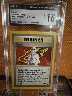 2000 Pokemon Blaine 17/132 Gym Challenge Holo 1st Edition CGC 10 - Image 1