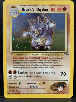 Pokemon TCG Brock's Rhydon Gym Heroes 2/132 Holo Rare NM Ken Sugimori Vintage - Image 1